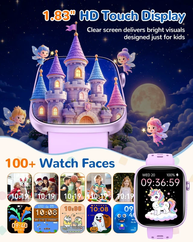 Alt view image 7 of 7 - Smart Watch for Kids No Phone Need, Fitness Tracker Watch Puzzle Game 2Band Pedometer, Heart Rate, Sleep Monitor, 100+sprots modes IP68 Waterproof,Alarm Clock Gift for Boys Girls 5-16