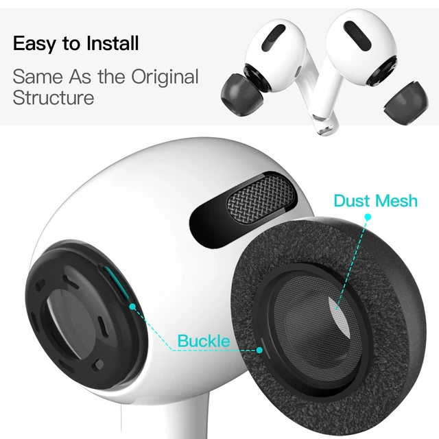 Alt view image 5 of 6 - 3 Pairs Replacement Ear Tips Compatible with Apple AirPods Pro & Pro 2nd (2022), Memory Foam Reducing Noise in-Ear Eartips Accessories (Fit in The Charging Case) (S/M/L, Black)