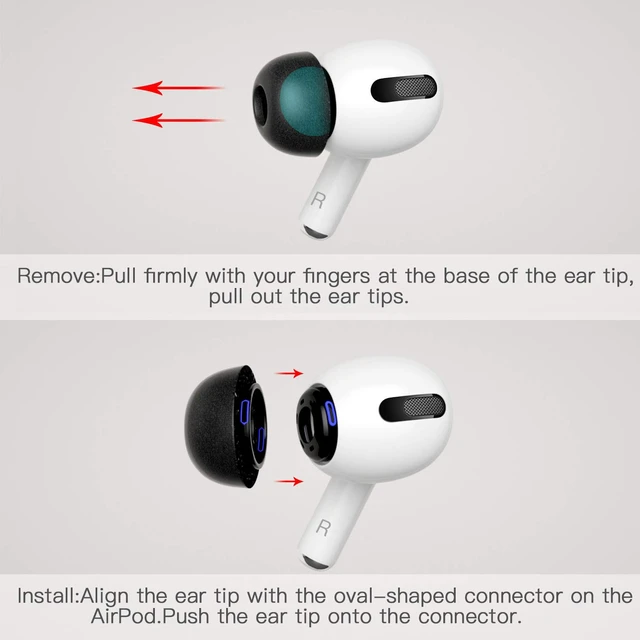 Alt view image 6 of 6 - 3 Pairs Replacement Ear Tips Compatible with Apple AirPods Pro & Pro 2nd (2022), Memory Foam Reducing Noise in-Ear Eartips Accessories (Fit in The Charging Case) (S/M/L, Black)
