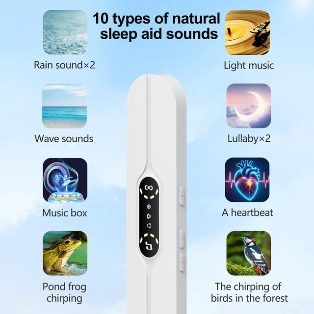 Alt view image 4 of 7 - Under Pillow Speaker Bone Conduction Wireless with LED Display Timer Bluetooth Stereo Music Portable Sleep Sound Bar Sleep Speaker White Noise for Side Sleepers Supports TF Card (White)