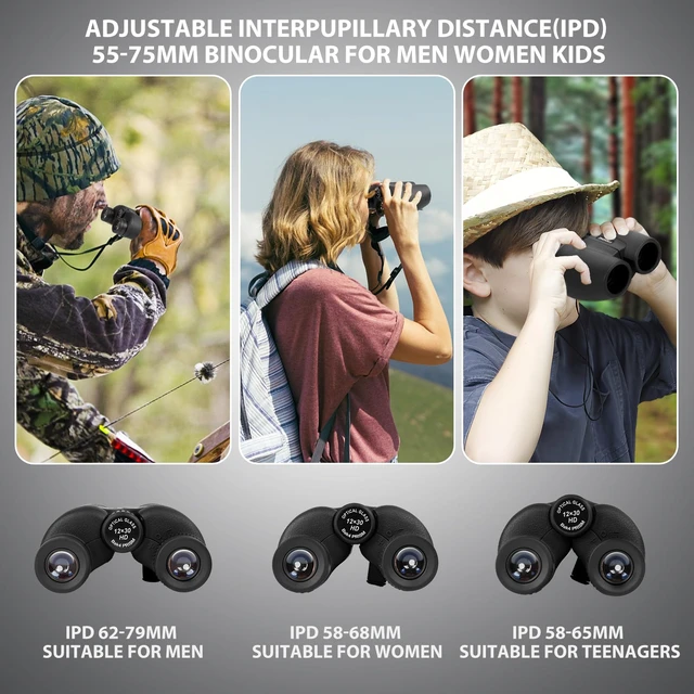 Alt view image 7 of 7 - 12X30 Compact Binoculars for Adults Kids Bird Watching Small Lightweight HD Portable Mini Binocular with Phone Adapter BAK4 FMC Lens for Travel Wildlife Safari Sports Concerts Gift for Men Women Kids
