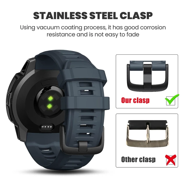Alt view image 4 of 7 - Band for Garmin Instinct 2 Watchband Instinct 2 Solar Wristband 22mm Soft Silicone Replacement Watch Strap Compatible with Instinct 2 Solar Tactical