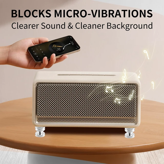 Alt view image 6 of 7 - HiFi Audio Isolation Feet 4-Pack Silver 23x20mm Aluminum Alloy & Gold-plated Copper, Turntable Isolation Pads with Adhesives for Speakers, Subwoofers, Amplifier, Audio