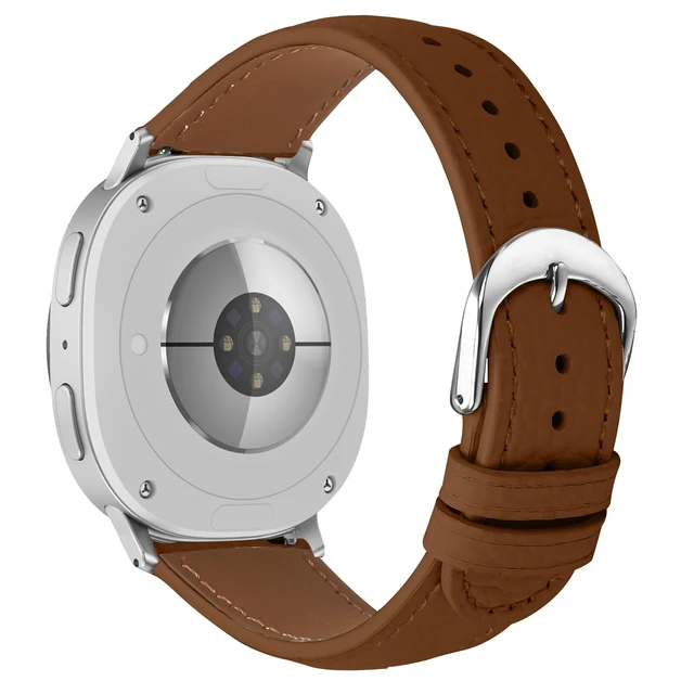 Alt view image 3 of 6 - Leather Bands Compatible with Samsung Galaxy Watch 9/8 40mm 44mm/8 Classic 46mm Genuine Leather Wristband Replacement Strap for Galaxy Watch 8 Classic Smartwatch