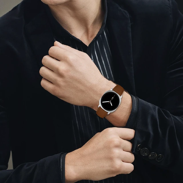 Alt view image 5 of 6 - Leather Bands Compatible with Samsung Galaxy Watch 9/8 40mm 44mm/8 Classic 46mm Genuine Leather Wristband Replacement Strap for Galaxy Watch 8 Classic Smartwatch