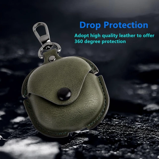 Alt view image 3 of 7 - Leather Case Compatible for Samsung Galaxy Buds 2 Pro/Galaxy Buds 2/Galaxy Buds Pro/Galaxy Buds Live Protective Case with Keychain, Cute Cool Earphone Cover for Galaxy Earbuds Charging Case (Green)