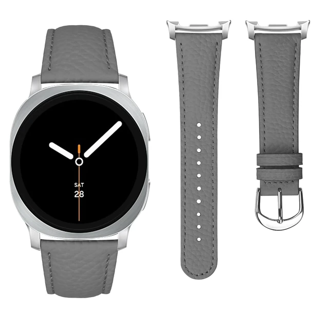 Alt view image 2 of 6 - Leather Bands Compatible with Samsung Galaxy Watch 9/8 40mm 44mm/8 Classic 46mm Genuine Leather Wristband Replacement Strap for Galaxy Watch 8 Classic Smartwatch