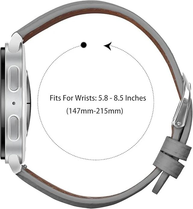 Alt view image 4 of 6 - Leather Bands Compatible with Samsung Galaxy Watch 9/8 40mm 44mm/8 Classic 46mm Genuine Leather Wristband Replacement Strap for Galaxy Watch 8 Classic Smartwatch