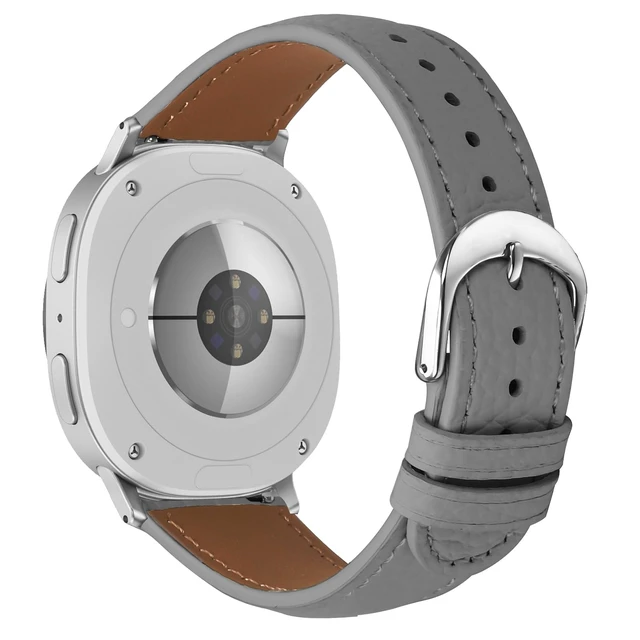Alt view image 3 of 6 - Leather Bands Compatible with Samsung Galaxy Watch 9/8 40mm 44mm/8 Classic 46mm Genuine Leather Wristband Replacement Strap for Galaxy Watch 8 Classic Smartwatch