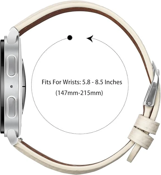 Alt view image 4 of 6 - Leather Bands Compatible with Samsung Galaxy Watch 9/8 40mm 44mm/8 Classic 46mm Genuine Leather Wristband Replacement Strap for Galaxy Watch 8 Classic Smartwatch