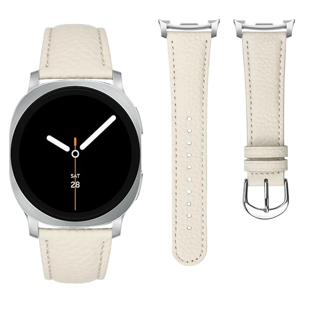Alt view image 2 of 6 - Leather Bands Compatible with Samsung Galaxy Watch 9/8 40mm 44mm/8 Classic 46mm Genuine Leather Wristband Replacement Strap for Galaxy Watch 8 Classic Smartwatch