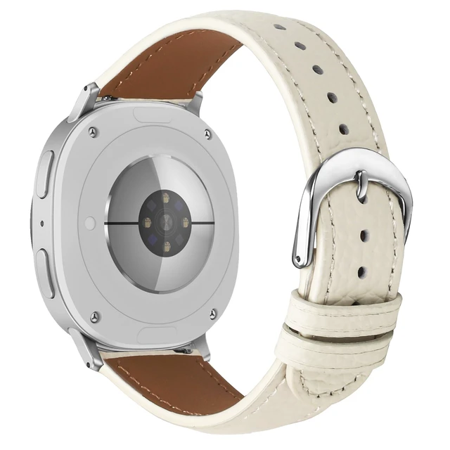 Alt view image 3 of 6 - Leather Bands Compatible with Samsung Galaxy Watch 9/8 40mm 44mm/8 Classic 46mm Genuine Leather Wristband Replacement Strap for Galaxy Watch 8 Classic Smartwatch