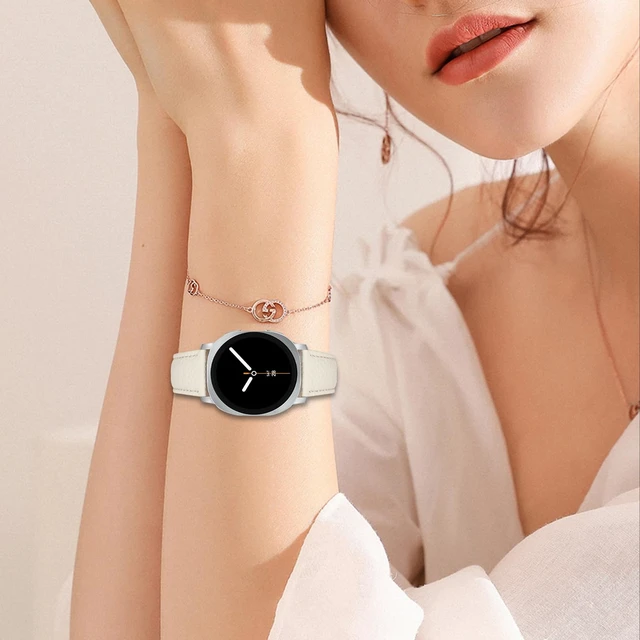 Alt view image 6 of 6 - Leather Bands Compatible with Samsung Galaxy Watch 9/8 40mm 44mm/8 Classic 46mm Genuine Leather Wristband Replacement Strap for Galaxy Watch 8 Classic Smartwatch
