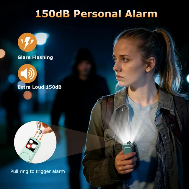 Alt view image 2 of 7 - Personal Safety Alarm for Women, Rechargeable 150dB Keychain Alarm with Strobe Light and Pull Pin, Emergency Alarm for College Students, Travel, Walking, Campus Safety and Gift Giving