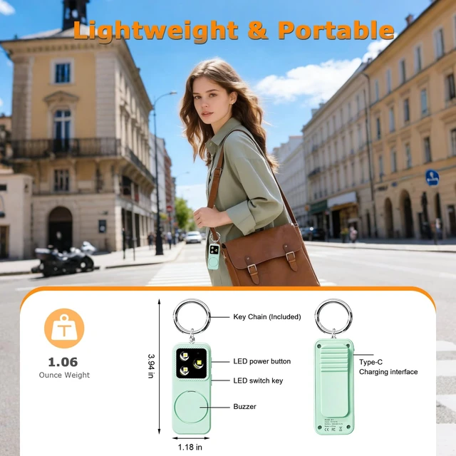 Alt view image 5 of 7 - Personal Safety Alarm for Women, Rechargeable 150dB Keychain Alarm with Strobe Light and Pull Pin, Emergency Alarm for College Students, Travel, Walking, Campus Safety and Gift Giving