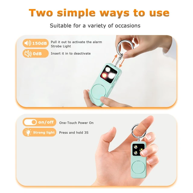 Alt view image 7 of 7 - Personal Safety Alarm for Women, Rechargeable 150dB Keychain Alarm with Strobe Light and Pull Pin, Emergency Alarm for College Students, Travel, Walking, Campus Safety and Gift Giving
