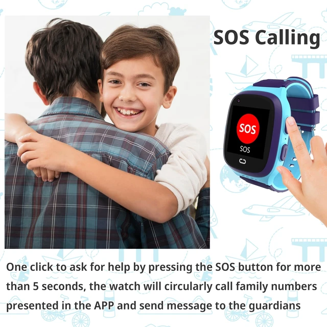 Alt view image 4 of 7 - 4G Kids Smart Watch with GPS Tracker Video Voice Calling SOS Call (Blue) Smartwatch Age 5-12 Wallpaper Store School Model Camera Video Pedometer Games Alarm Clock Stopwatch for Kids