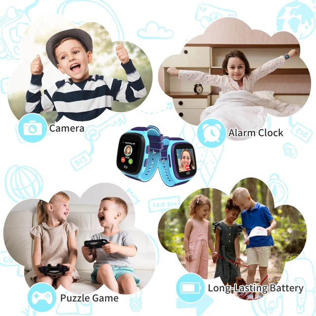 Alt view image 6 of 7 - 4G Kids Smart Watch with GPS Tracker Video Voice Calling SOS Call (Blue) Smartwatch Age 5-12 Wallpaper Store School Model Camera Video Pedometer Games Alarm Clock Stopwatch for Kids