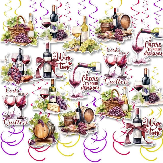 Main image of 30PCS Wine and Grapes Hanging Swirl Decorations Rustic Red Wine Tasting Party Decorations Wines Theme Ceiling Streamer Decor for Birthday Bridal Shower Wedding Vineyard Decorations (Wine)