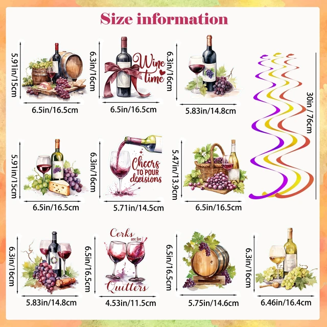 Alt view image 2 of 7 - 30PCS Wine and Grapes Hanging Swirl Decorations Rustic Red Wine Tasting Party Decorations Wines Theme Ceiling Streamer Decor for Birthday Bridal Shower Wedding Vineyard Decorations (Wine)