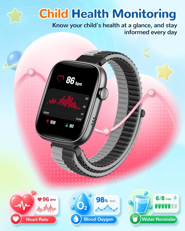 Alt view image 4 of 7 - Smart Watch for Kids No Phone Need, Fitness Tracker Watch Puzzle Game 2Band Pedometer, Heart Rate, Sleep Monitor, 100+sprots modes IP68 Waterproof,Alarm Clock Gift for Boys Girls 5-16