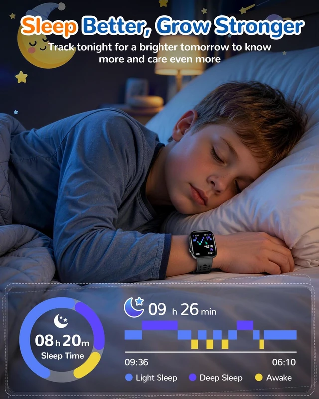 Alt view image 5 of 7 - Smart Watch for Kids No Phone Need, Fitness Tracker Watch Puzzle Game 2Band Pedometer, Heart Rate, Sleep Monitor, 100+sprots modes IP68 Waterproof,Alarm Clock Gift for Boys Girls 5-16