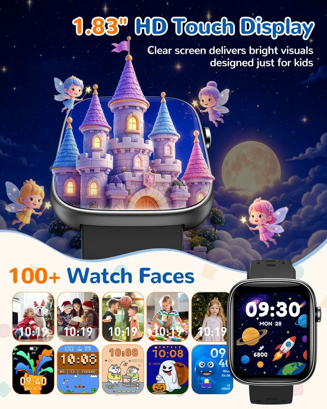 Alt view image 7 of 7 - Smart Watch for Kids No Phone Need, Fitness Tracker Watch Puzzle Game 2Band Pedometer, Heart Rate, Sleep Monitor, 100+sprots modes IP68 Waterproof,Alarm Clock Gift for Boys Girls 5-16
