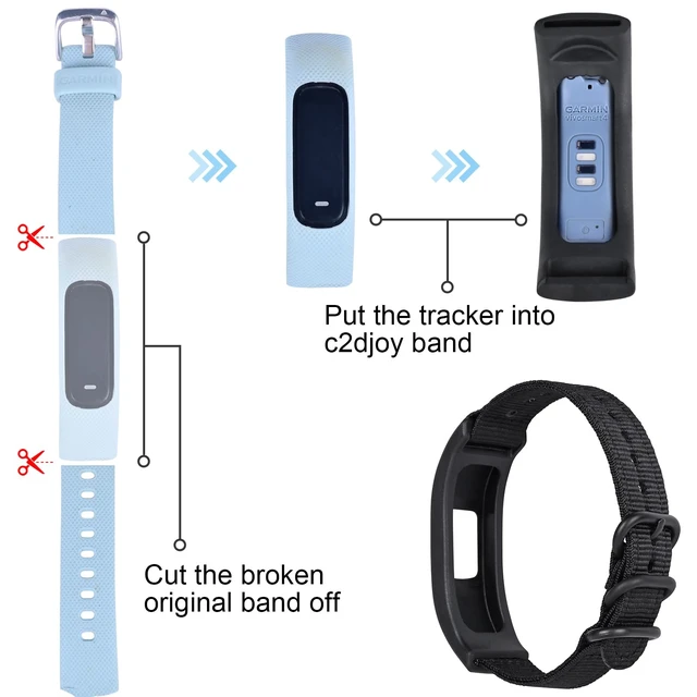 Alt view image 2 of 3 - Canvas Nylon Bands Compatible with Garmin Vivosmart 4 tracker Replacement Bands with Case