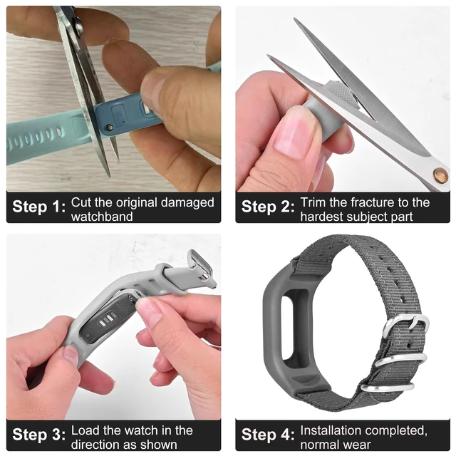 Alt view image 3 of 3 - Canvas Nylon Bands Compatible with Garmin Vivosmart 4 tracker Replacement Bands with Case