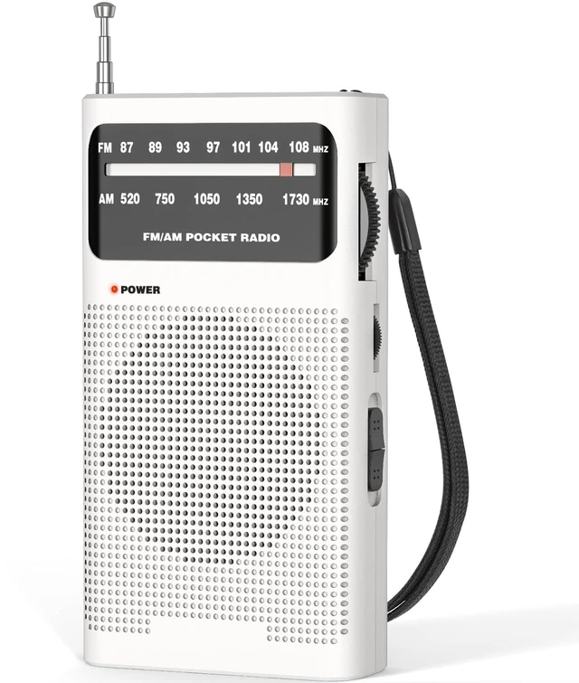 Main image of Portable Radio AM FM, Battery Operated Radio for Gift, Elder-White Transistor Radio with Best Reception, Loud Speaker & Earphone Jack, 2AA Battery Powered Small Radios for Indoor Outdoor