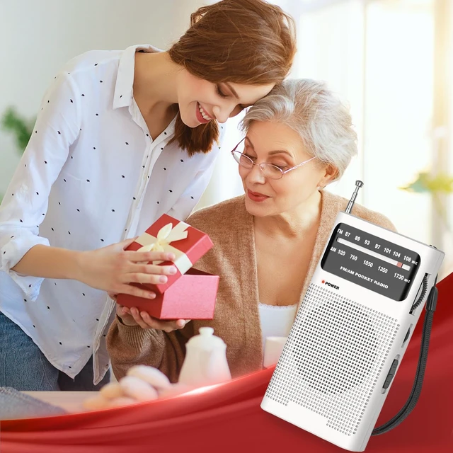 Alt view image 6 of 7 - Portable Radio AM FM, Battery Operated Radio for Gift, Elder-White Transistor Radio with Best Reception, Loud Speaker & Earphone Jack, 2AA Battery Powered Small Radios for Indoor Outdoor