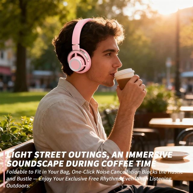 Alt view image 7 of 7 - Open-Ear Headphones, 20+ Hour Playtime, Immersive Sound, Wireless Bluetooth Headphones for School, Work, Travel&Daily Use,Pink