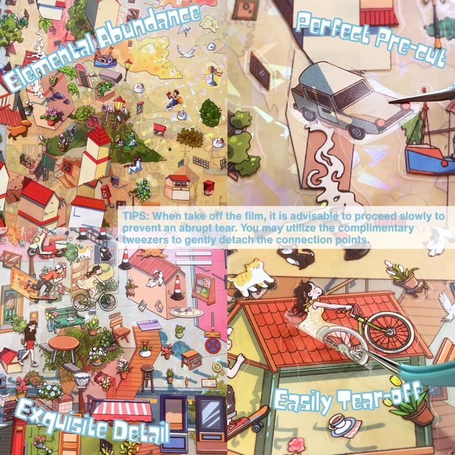 Alt view image 3 of 7 - 2 Sets DIY 3D Diorama Scene Stickers for Adults, Miniature Sticker Therapy Hand-painted 3D diorama scene stickers, DIY miniature landscape kit, craft gift, sticker therapy, Memories and Yearnings