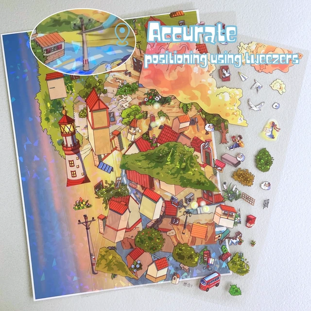 Alt view image 4 of 7 - 2 Sets DIY 3D Diorama Scene Stickers for Adults, Miniature Sticker Therapy Hand-painted 3D diorama scene stickers, DIY miniature landscape kit, craft gift, sticker therapy, Memories and Yearnings