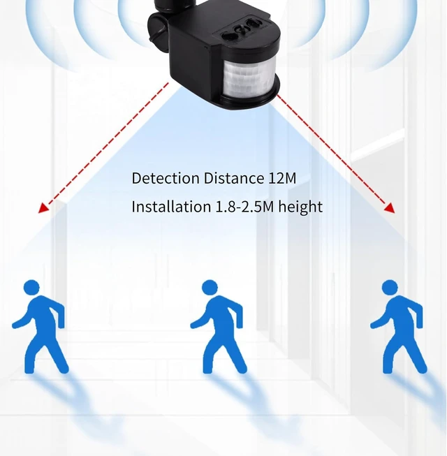 Alt view image 3 of 6 - PIR Motion Detector, Passive Infrared Smart Sensor Switch, AC110-220V, Waterproof Outdoor,Human Body Sensor for LED Light, Auto Dusk to Dawn Inductor Switch (Black)