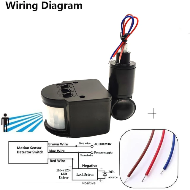 Alt view image 5 of 6 - PIR Motion Detector, Passive Infrared Smart Sensor Switch, AC110-220V, Waterproof Outdoor,Human Body Sensor for LED Light, Auto Dusk to Dawn Inductor Switch (Black)