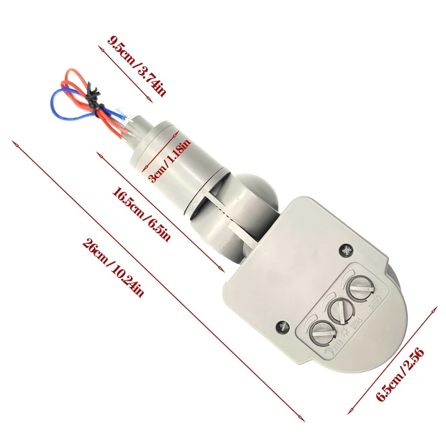 Alt view image 6 of 6 - PIR Motion Detector, Passive Infrared Smart Sensor Switch, AC110-220V, Waterproof Outdoor,Human Body Sensor for LED Light, Auto Dusk to Dawn Inductor Switch (Grey)