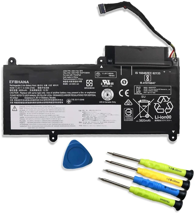 Main image of 45N1754 45N1755 Laptop Battery Replacement for Lenovo ThinkPad E450 E450C E455 E460 E465 E475 E470 E460C Series Notebook 45N1752 45N1753 45N1756 45N1757 11.4V 47Wh 4120mAh 6-Cells