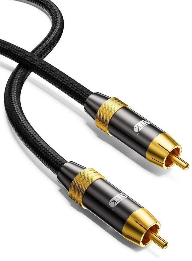 Main image of EMK Subwoofer Cable OFC Core HiFi SPDIF Coaxial Audio Cable 24K Gold-Plated Premium S/PDIF RCA Male to RCA Male for Home Theater, Soundbar,Speaker,HDTV, Subwoofer, Hi-Fi Systems (16.5ft/5m)