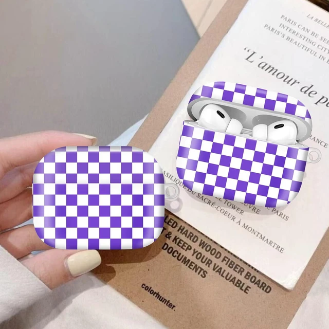 Alt view image 5 of 6 - Compatiable for AirPod Pro 2nd/1st Generation Case,Lightweight & Durable Resistant Hard Case with Keychain,Stylish Design AirPod Case Cover for Women(Purple Checker)