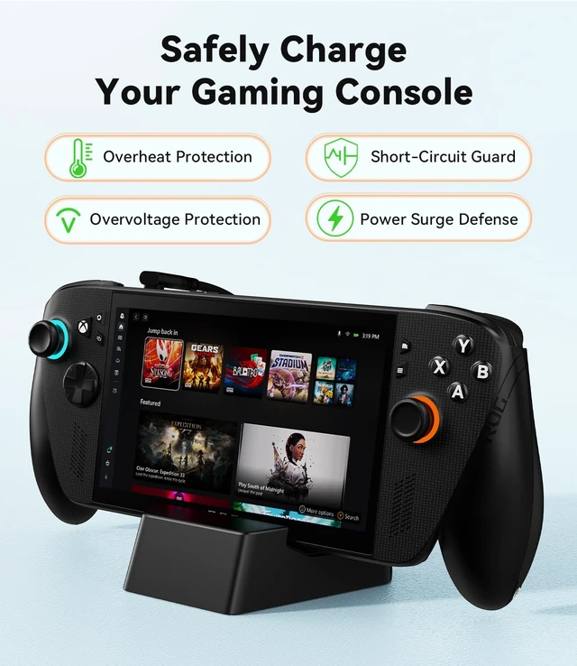 Alt view image 6 of 7 - Charging Stand for ROG Xbox Ally X/ROG Xbox Ally, Portable TV Dock Station Replacement with 2 USB-A Port/100W USB-C Port for ROG Xbox Ally X