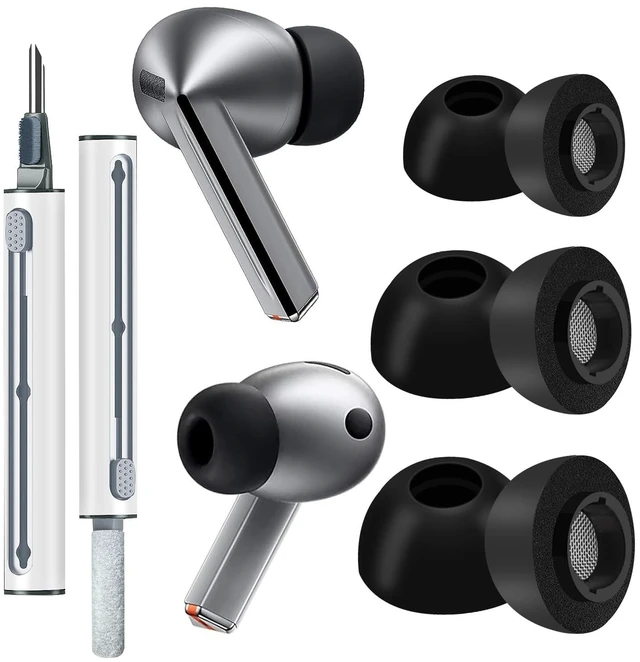 Main image of Replacement Foam Eartips for Samsung Galaxy Buds 4 Pro (2026) & Galaxy Buds 3 Pro (2024), Memory Foam Tip with Cleaner kit Earbuds, Comfortable Foam and Secure Fit - SML