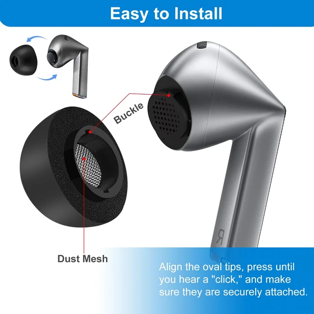 Alt view image 3 of 7 - Replacement Foam Eartips for Samsung Galaxy Buds 4 Pro (2026) & Galaxy Buds 3 Pro (2024), Memory Foam Tip with Cleaner kit Earbuds, Comfortable Foam and Secure Fit - SML