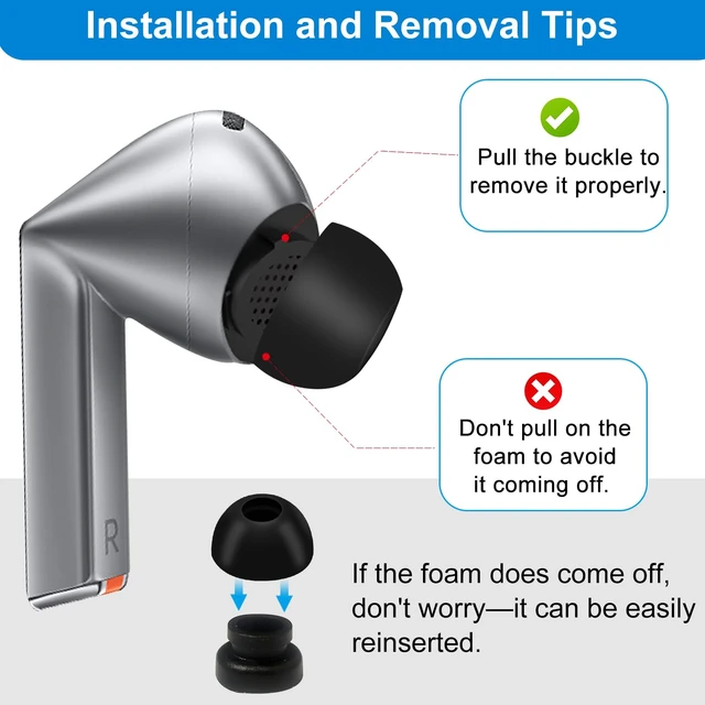 Alt view image 2 of 7 - Replacement Foam Eartips for Samsung Galaxy Buds 4 Pro (2026) & Galaxy Buds 3 Pro (2024), Memory Foam Tip with Cleaner kit Earbuds, Comfortable Foam and Secure Fit - SML