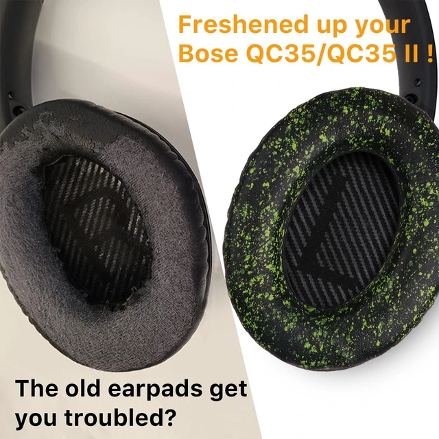 Alt view image 2 of 7 - Replacement Ear Pads for Bose QC35 and QC35 II EarPads Cushions with Noise Isolation Memory Foam, Softer Protein Leather, Added Thickness
