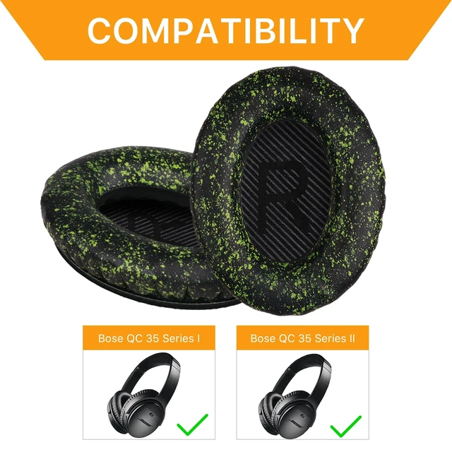 Alt view image 4 of 7 - Replacement Ear Pads for Bose QC35 and QC35 II EarPads Cushions with Noise Isolation Memory Foam, Softer Protein Leather, Added Thickness