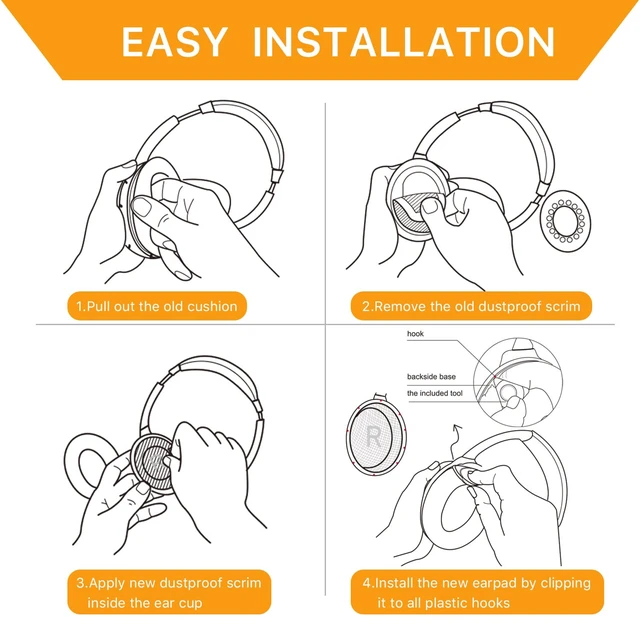 Alt view image 7 of 7 - Replacement Ear Pads for Bose QC35 and QC35 II EarPads Cushions with Noise Isolation Memory Foam, Softer Protein Leather, Added Thickness