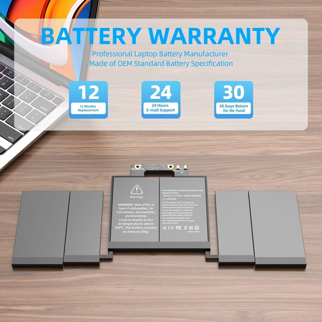 Alt view image 3 of 7 - A1964 Laptop Battery Replacement for MacBook Pro 13" A1989 (Mid 2018 2019) A2251(2020 Release) EMC 3214 3358 3348 BTO/CTO Touch Bar MR9Q2LL/A MR9V2LL/A MV962LL/A