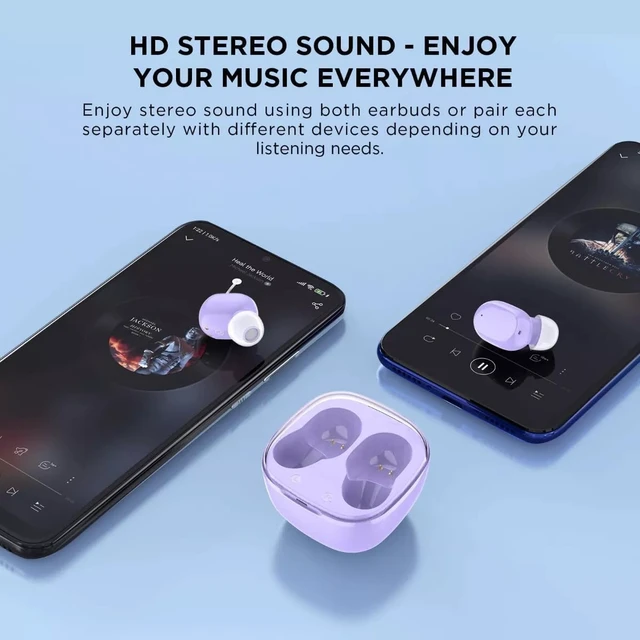 Alt view image 4 of 7 - True Wireless Earbuds 6 Bluetooth 5.3 in Ear Stereo Headphones Touch Control with Built-in Microphone, Wireless Noise Cancelling Earbuds 22H Playtime with Charging Case for Android and iOS- Pink