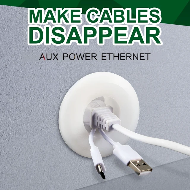 Alt view image 3 of 7 - 2 Pcs 1.20" ID Cable Pass Through Wall Port for 3 5/8"-5 1/4" Wall Thickness Wall Pass Through Grommet System Cable Pass Through Port Wall Grommets for Cables Management, White